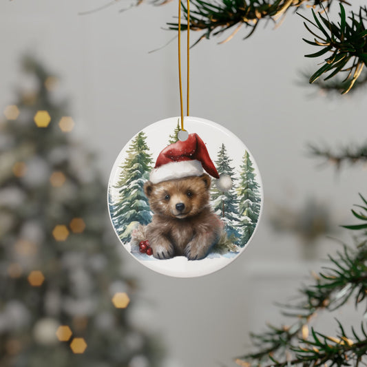 Baby Bear Ceramic Ornaments - 2-Sided Print for Holiday Decor