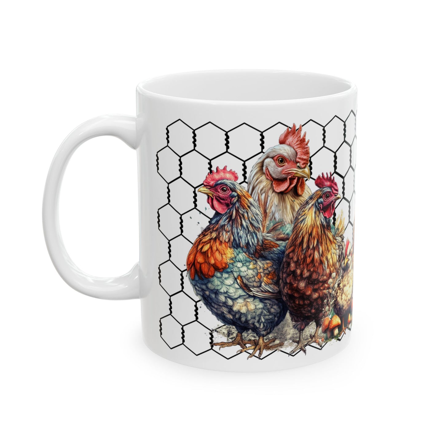 Cluck Off Chicken Coop Ceramic Mug — Farmhouse Hen & Chick Coffee Cup (11oz/15oz)
