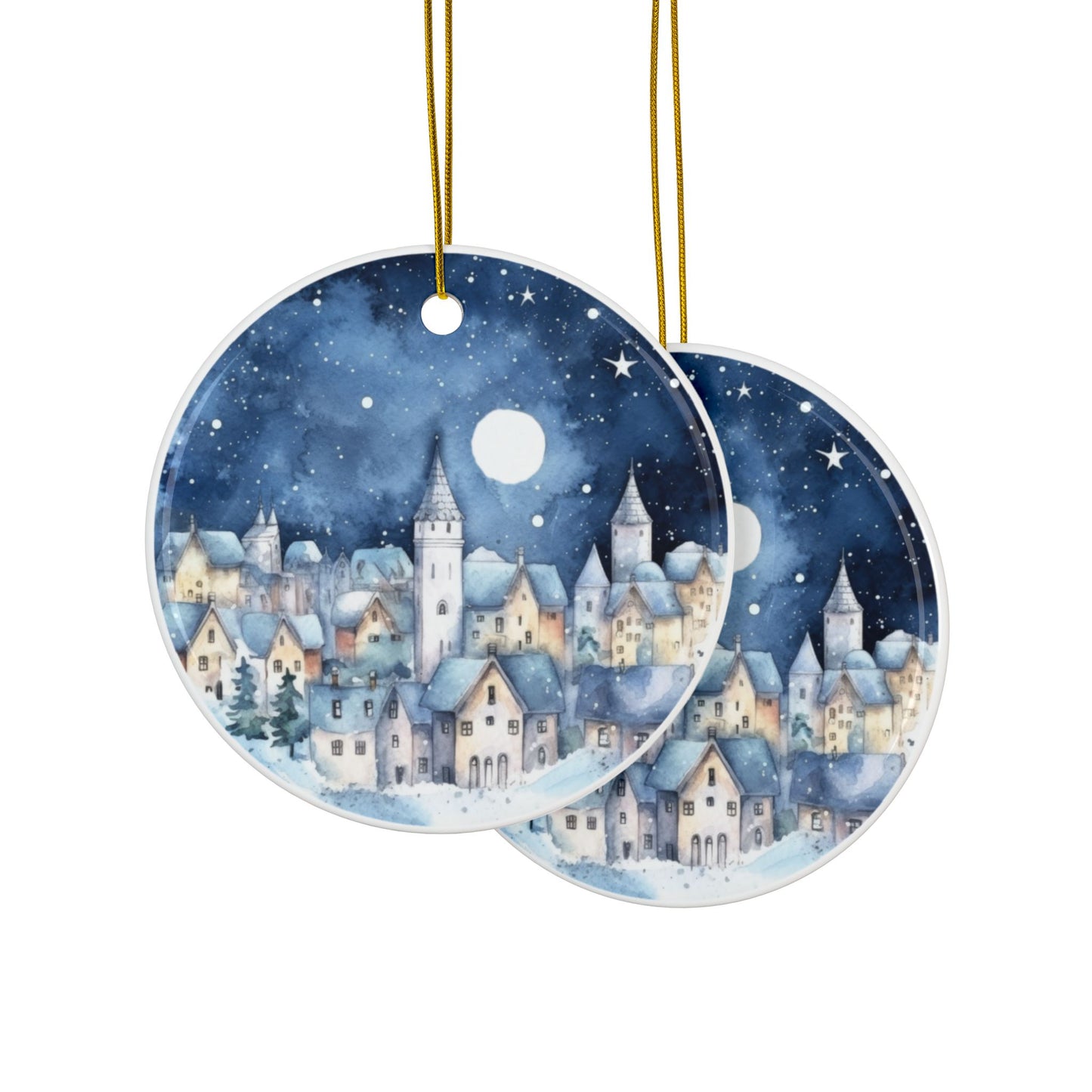 Blue Village Ceramic Christmas Ornaments