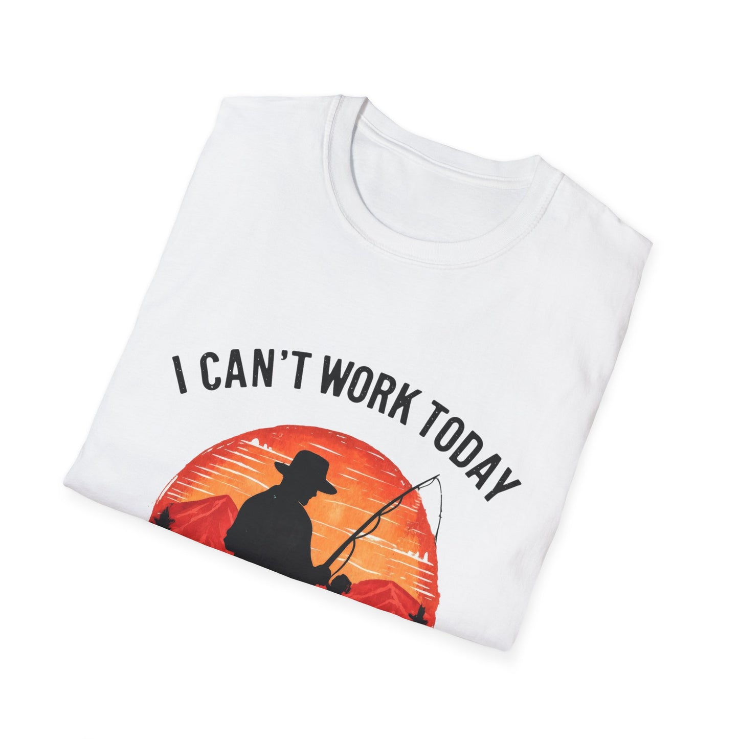 Fishing T-Shirt — "I Can't Work Today, My Arm Is in a Cast" Vintage Sunset Gift