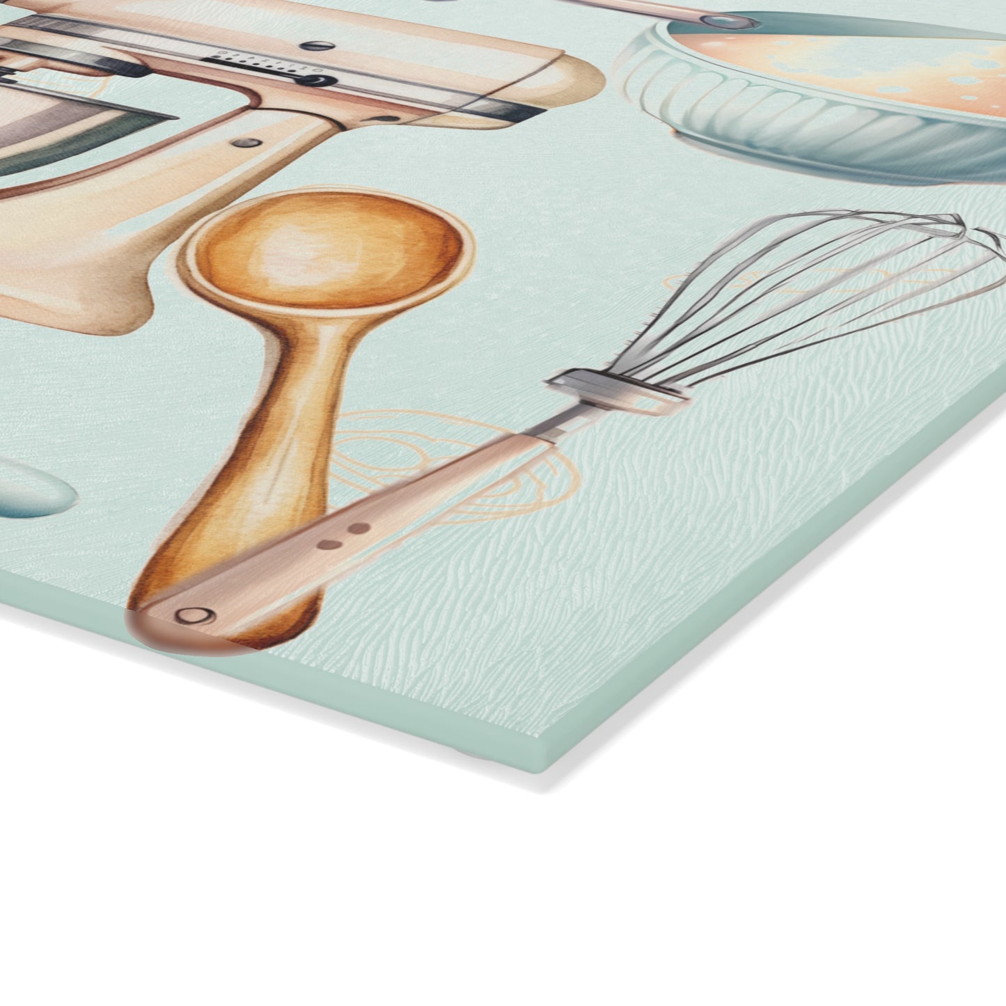 Pastel Baking Kitchen Glass Cutting Board — Mixer & Bakeware Design