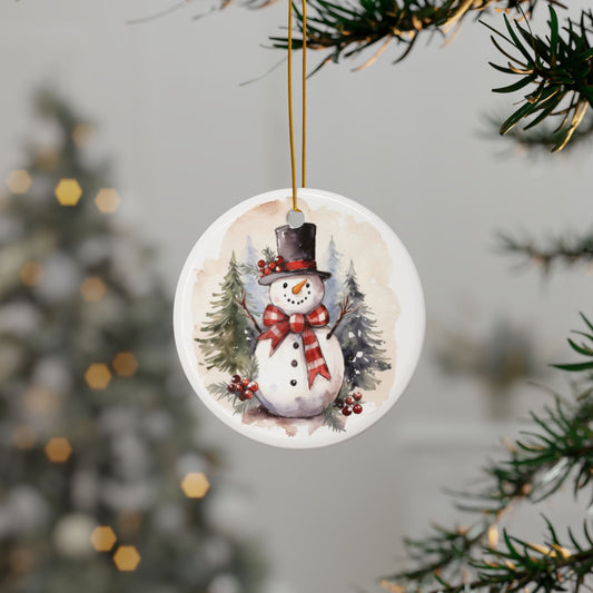 Country Snowman Ceramic Ornaments