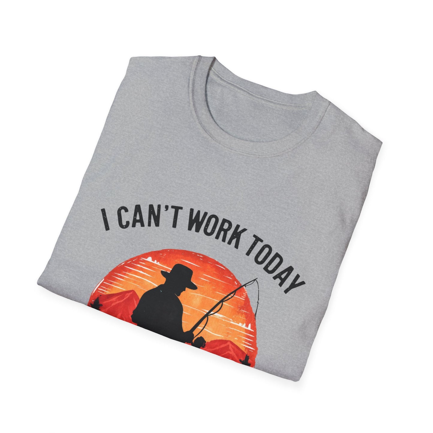 Fishing T-Shirt — "I Can't Work Today, My Arm Is in a Cast" Vintage Sunset Gift