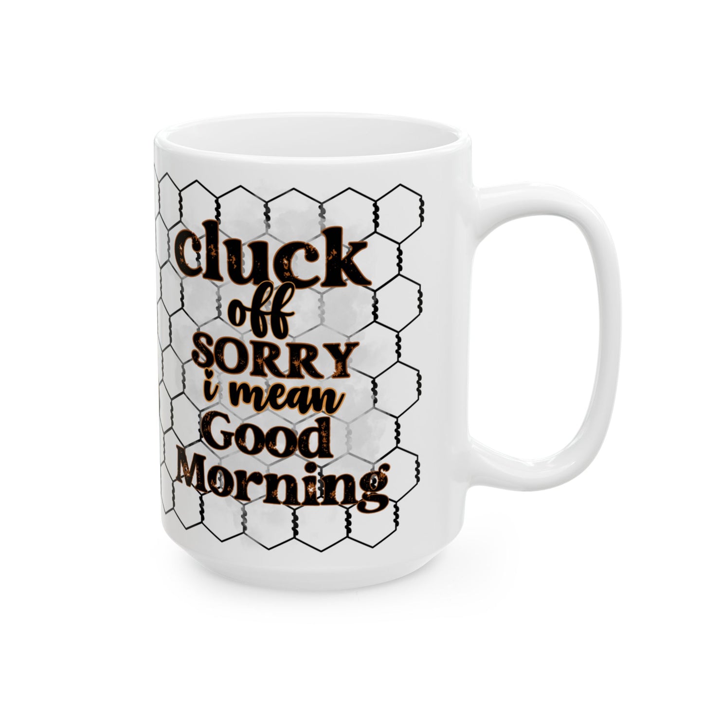 Rooster & Chicks Farmhouse Mug — "Cluck off, I'm on my coffee morning" Ceramic Coffee Cup (11oz, 15oz)