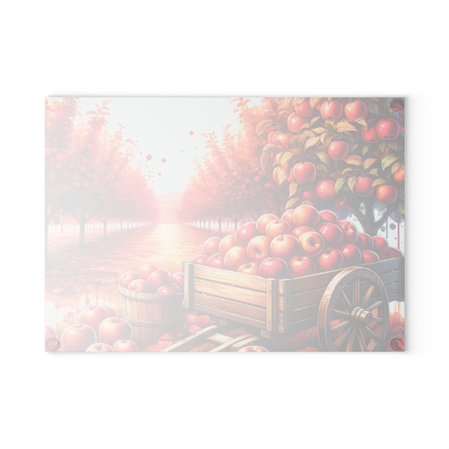 Autumn Apple Orchard Glass Cutting Board — Kitchen Decor