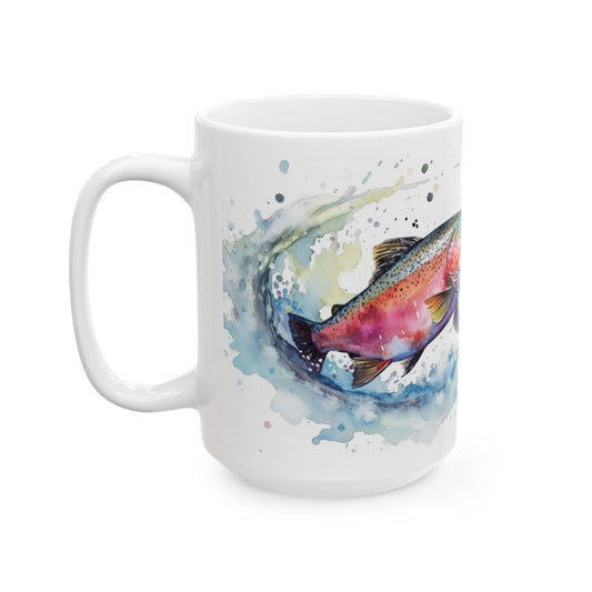 Jesus Made Me A Fisher Of Men Mug — Rainbow Trout Christian Faith Coffee Cup
